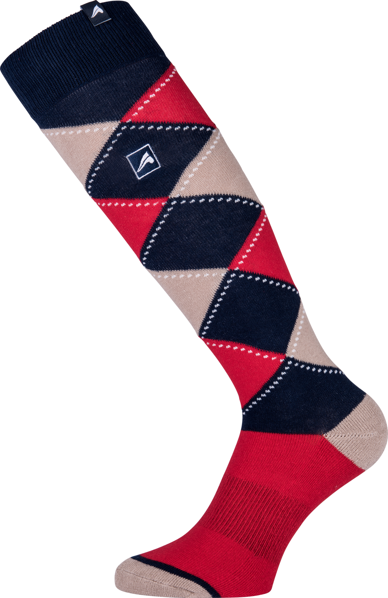 Euro-Star Checked Polygiene ratsastussukat Navy/China red/Beige