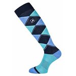 Euro-Star Checked Polygiene ratsastussukat Navy/Emerald/Campanula