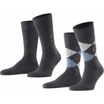 Burlington Everyday Mix 2-pack miesten sukat Tummanharmaa/Sininen (3081)