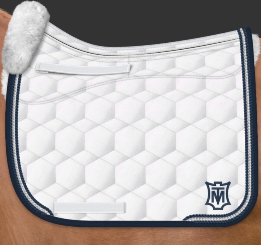 Mattes Correction lampaankarvasatulahuopa timanteilla Valkoinen/Navy