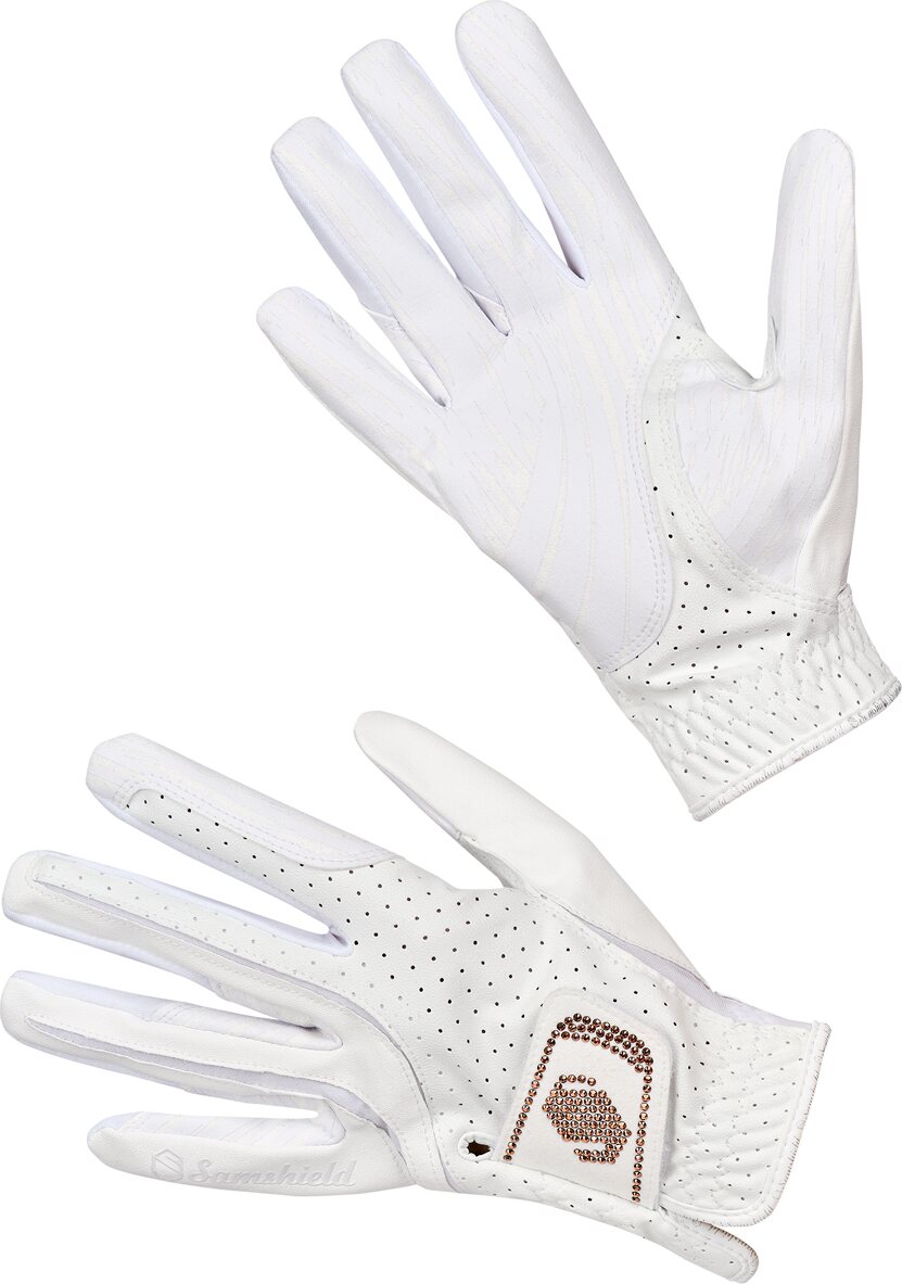 Samshield V Skin swarovski ratsastushanskat Valkoinen/Ruusukulta