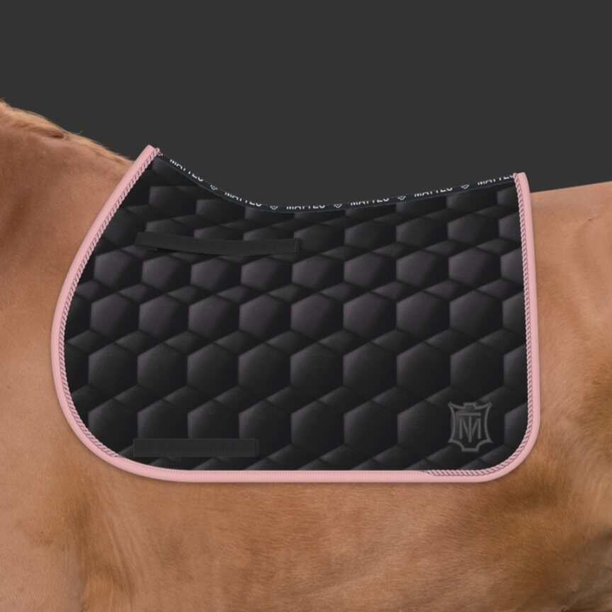 Mattes Sheen Square Pad satulahuopa Musta/Vaaleanpunainen