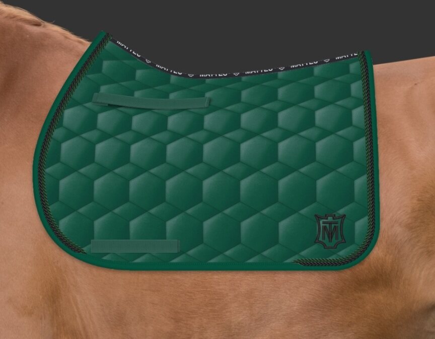 Mattes Sheen Square satulahuopa kahdella nyörillä Vihreä + nyörit musta & tanne