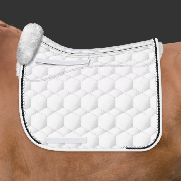 Mattes Lampaankarva correction satulahuopa 2-nyörillä Valkoinen + nyörit musta&valkoinen