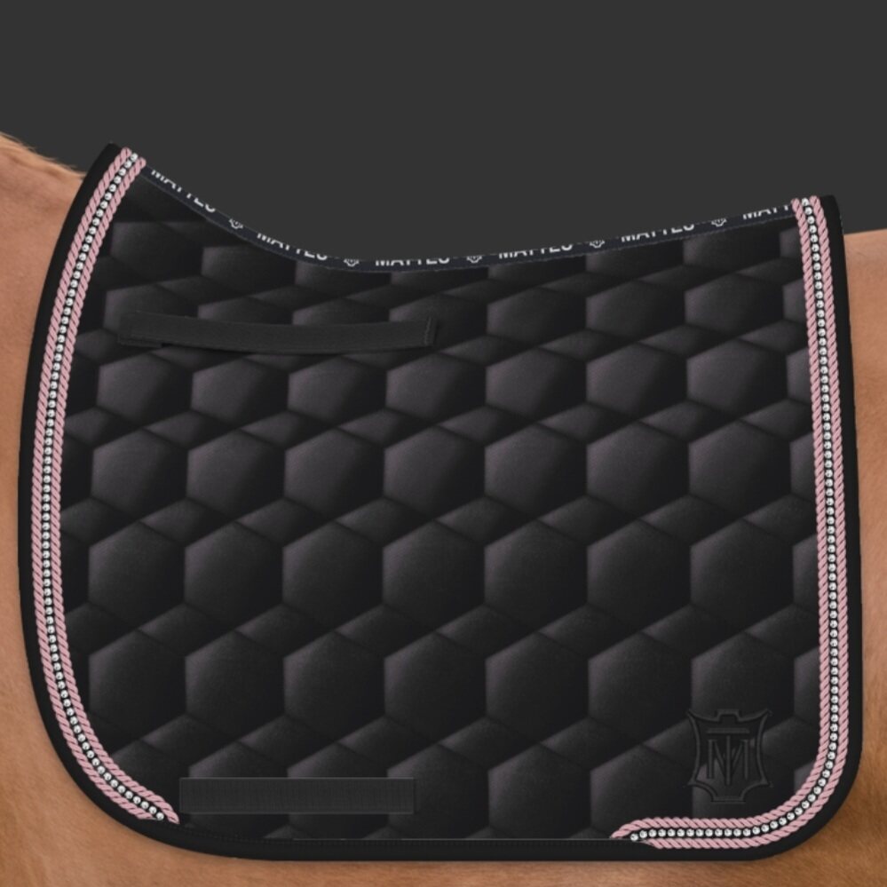 Mattes Sheen Squarepad timanteilla Musta/Altrosa