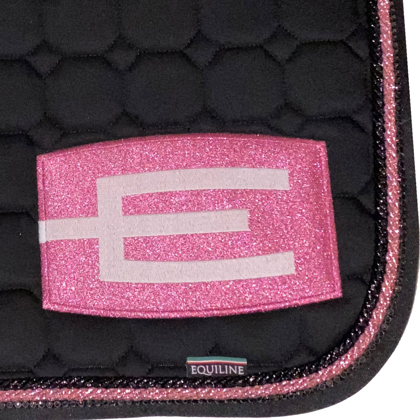 Equiline Octagon E-logo Glitter satulahuopa 2-nyörillä Musta/Glitter vaaleanpunainen