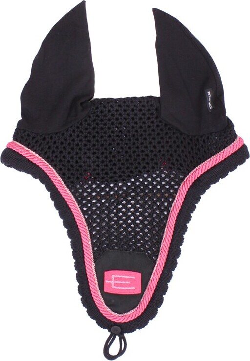 Equiline Loop pitkä korvahuppu E-logolla Musta/Pinkki