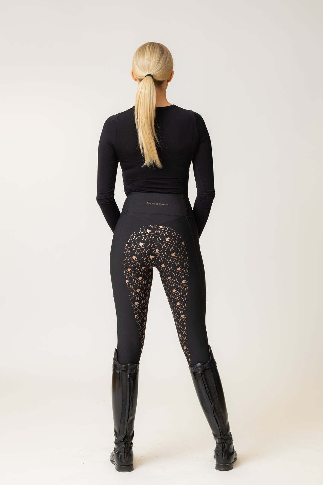 House of Horses Unicorn Lola fullgrip ratsastuslegginsit Musta/Ruusukulta