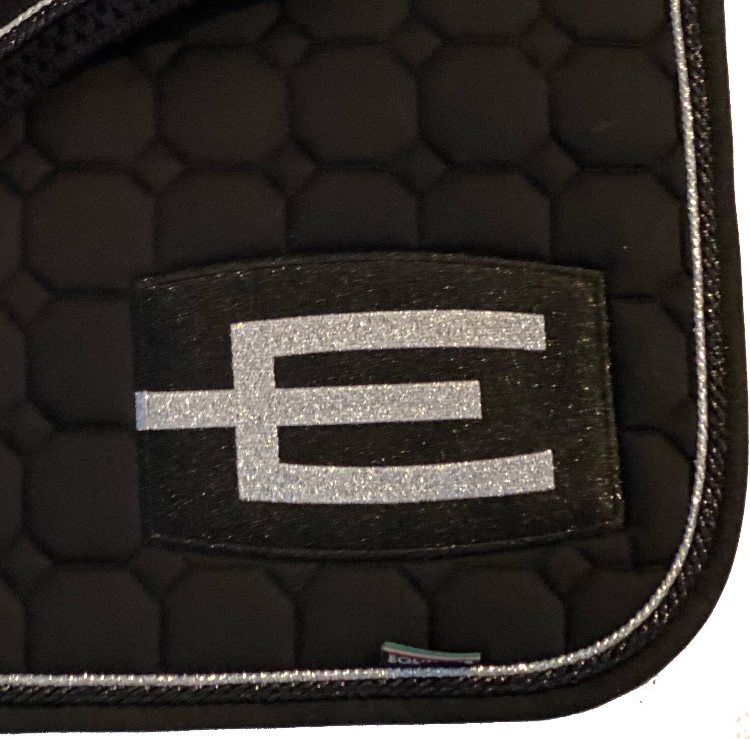 Equiline Octagon E-logo Glitter satulahuopa 2-nyörillä Musta/hopea
