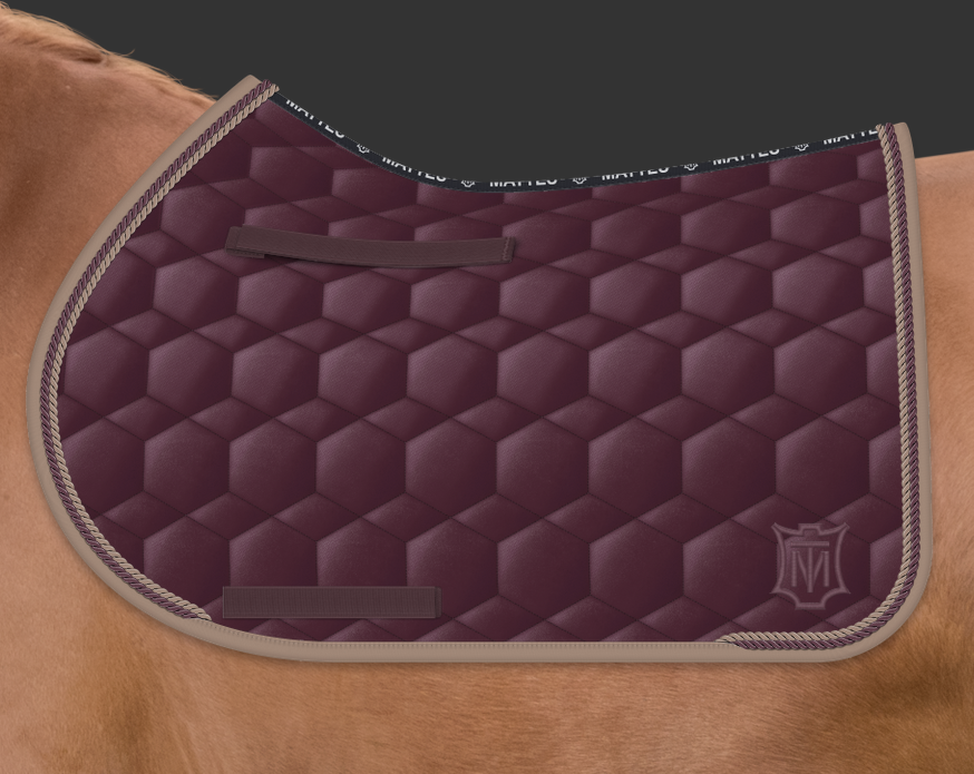 Mattes Sheen Square satulahuopa kahdella nyörillä Blackberry/Walnuss + nyörit blackberry+pigeon