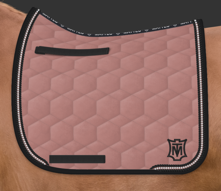 Mattes Velvet Square satulahuopa timanteilla Misty rose/Musta + nyörit musta