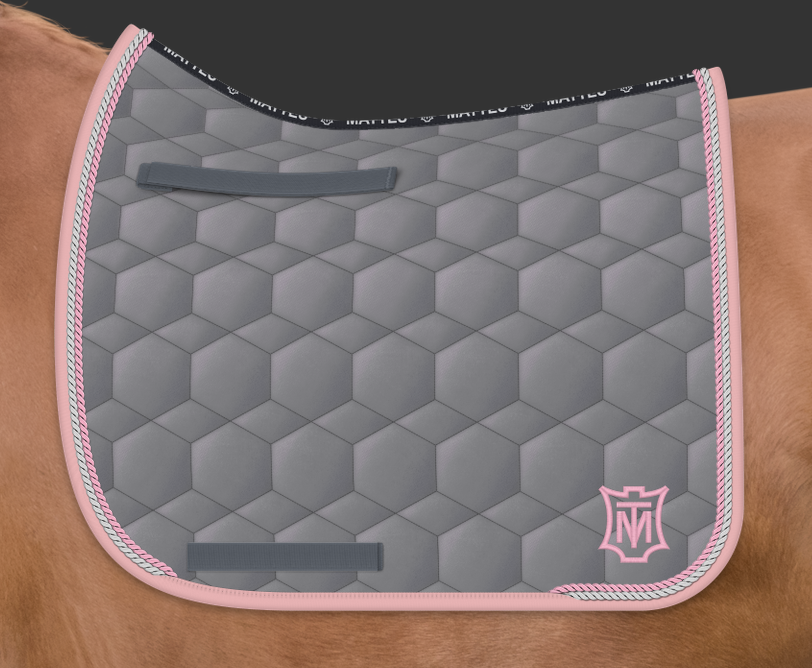 Mattes Sheen Square satulahuopa kahdella nyörillä Harmaa/Blush pink + nyörit Goeland/Rose