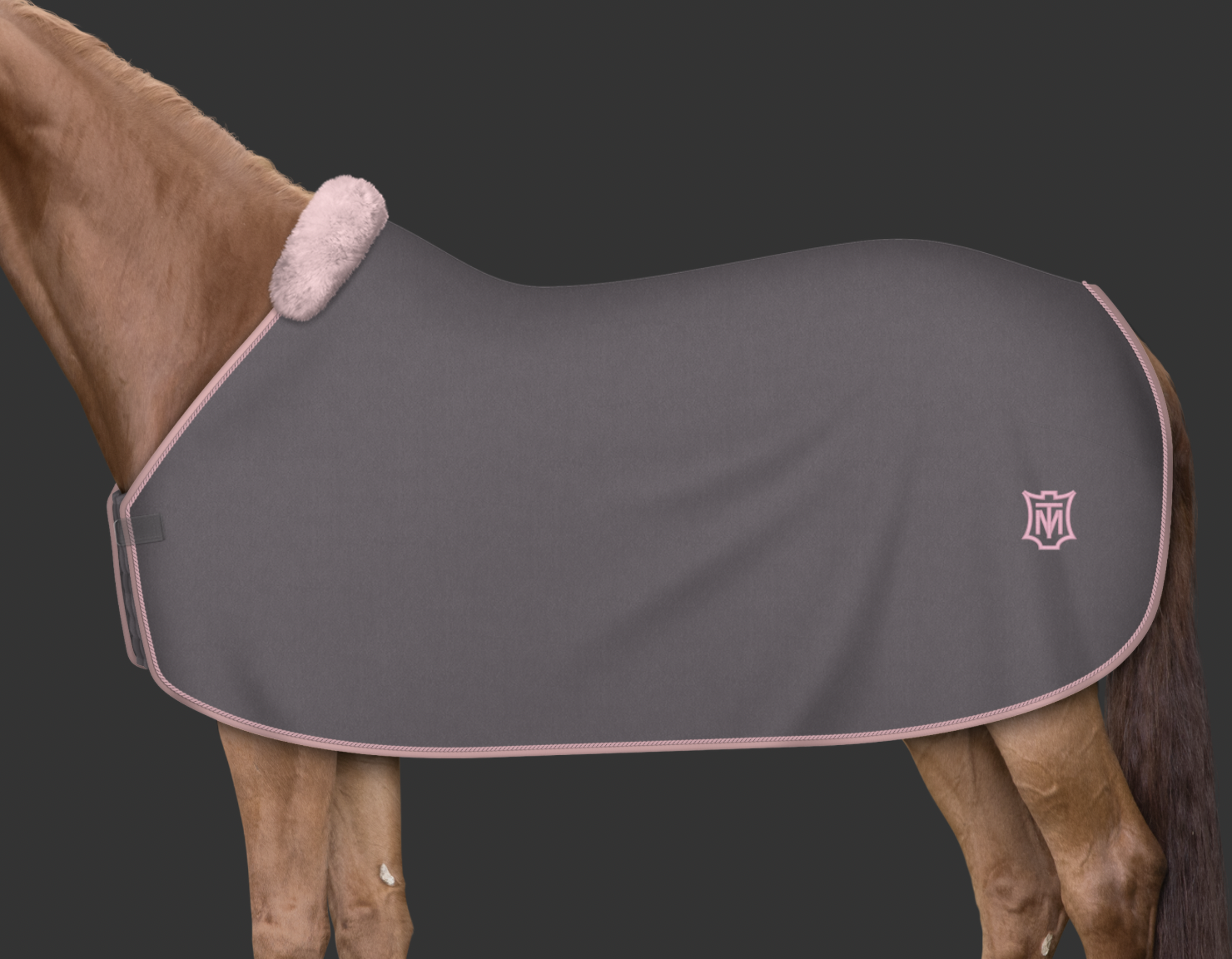 Mattes Custom fleece-loimi fur Harmaa/Vaaleanpunainen