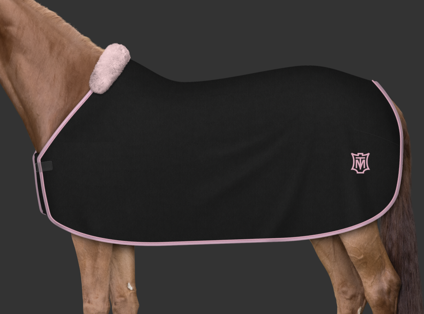 Mattes Custom fleece-loimi fur Musta/Vaaleanpunainen