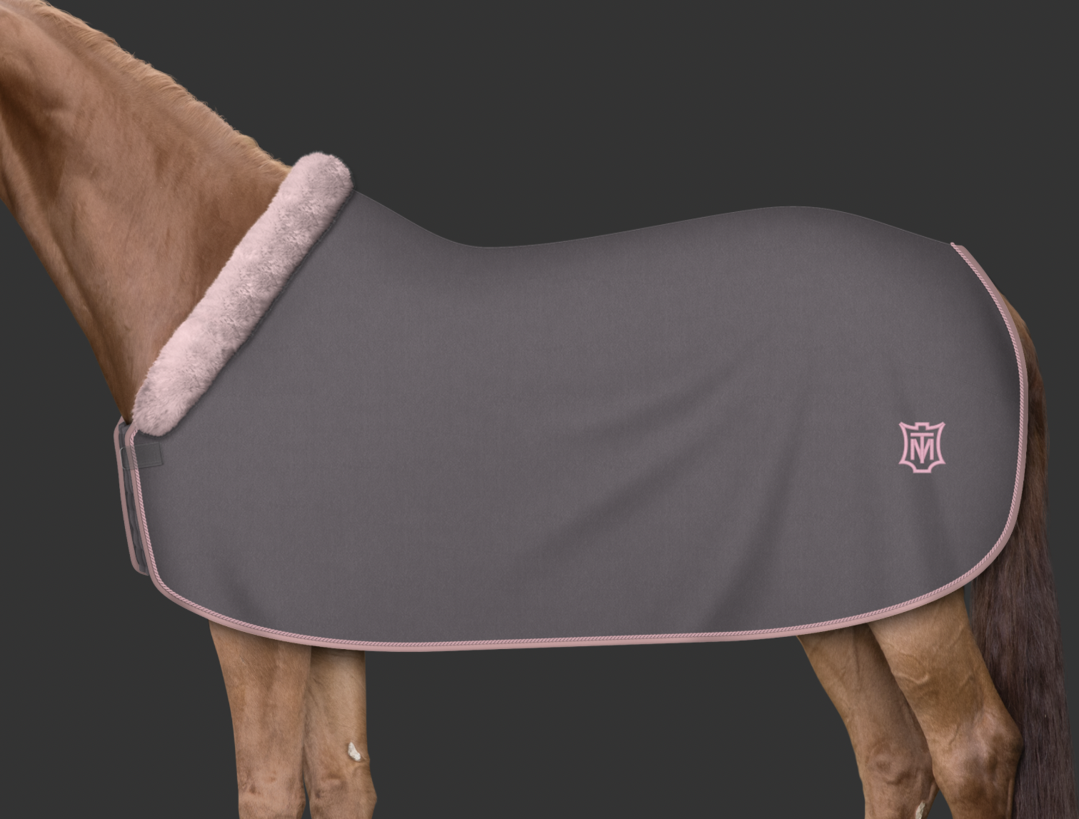 Mattes Custom fleece-loimi fullfur Harmaa/Vaaleanpunainen