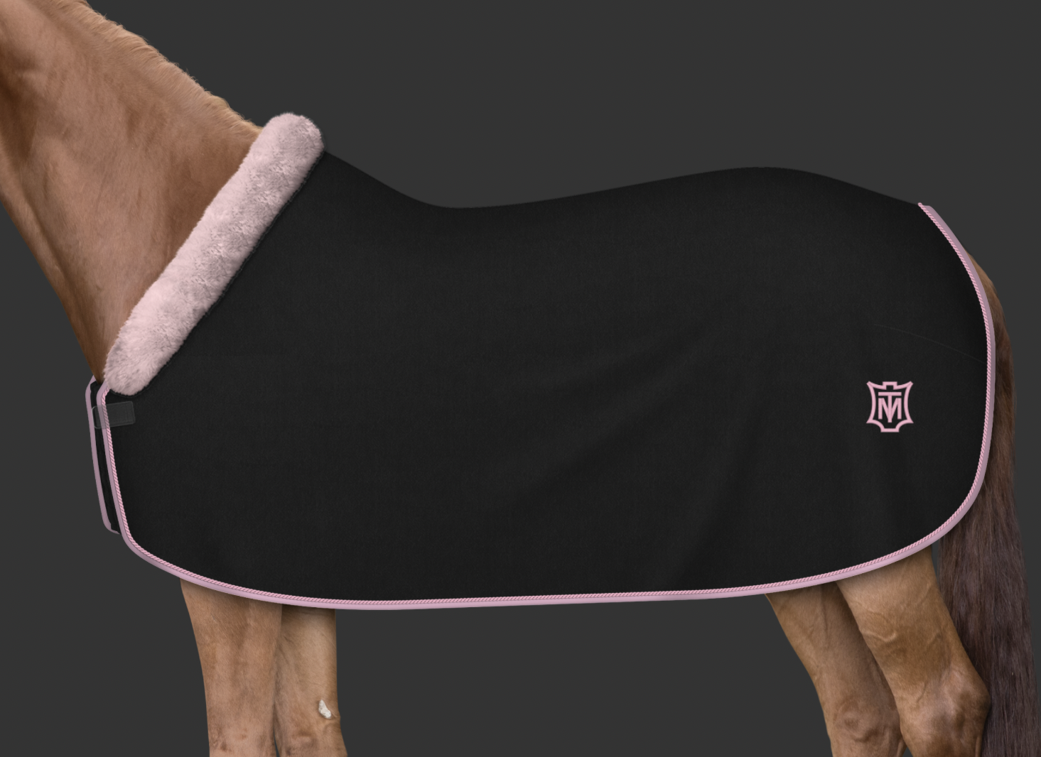 Mattes Custom fleece-loimi fullfur Musta/Vaaleanpunainen