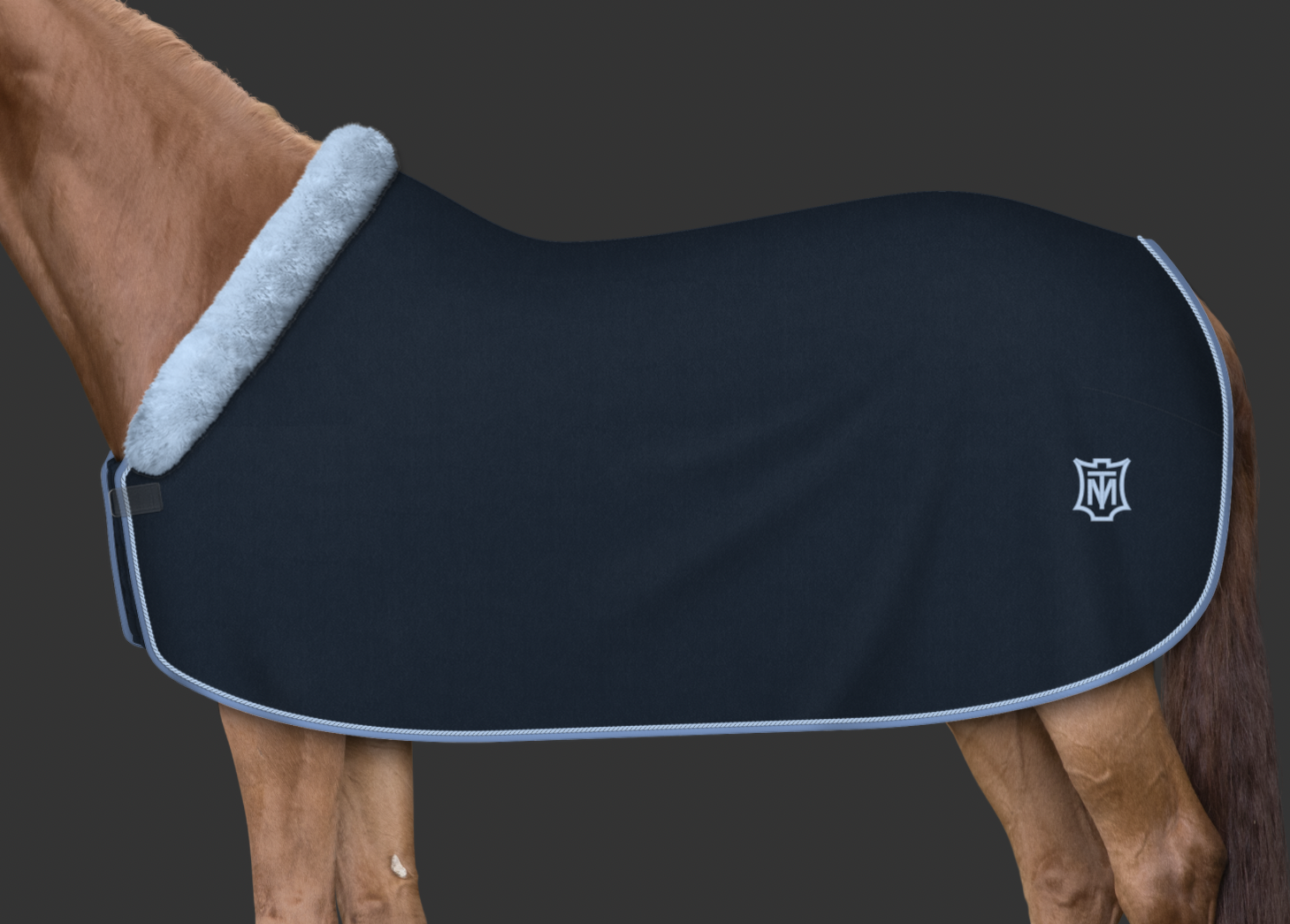 Mattes Custom fleece-loimi fullfur Navy/Vaaleansininen