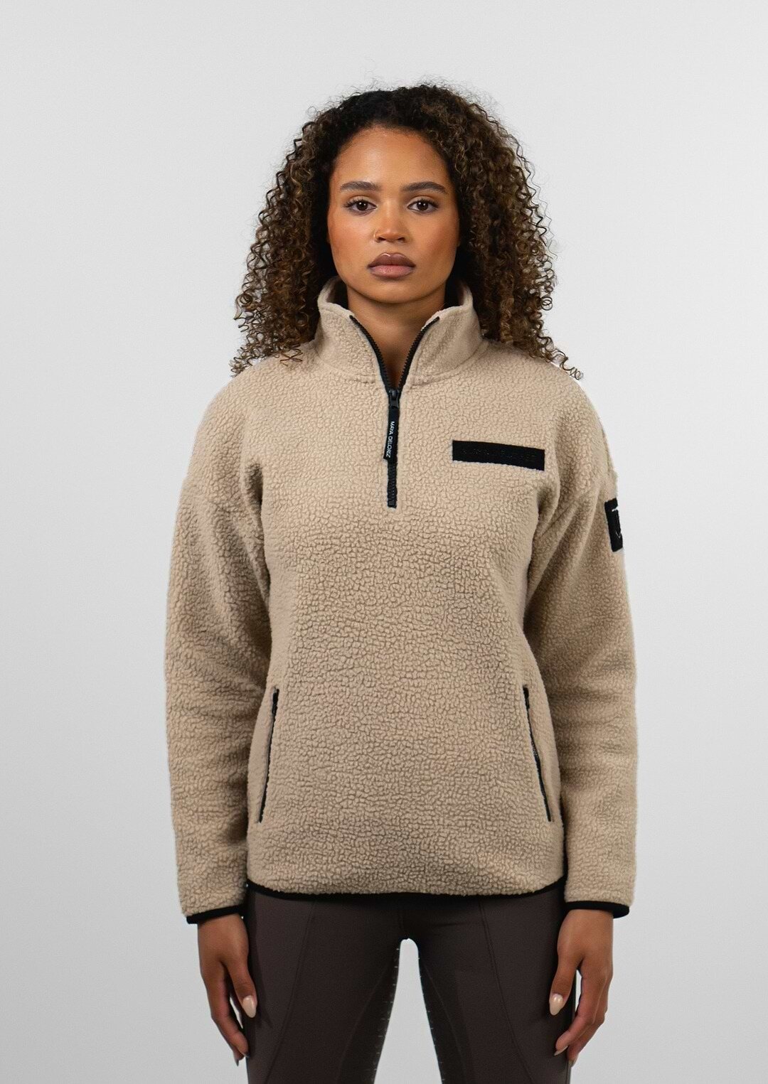 Maya Delorez Dani Teddy Half Zip Vaalea beige