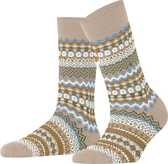 Burlington Fair Isle Delight naisten nilkkasukat Cafe Latte