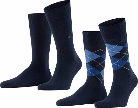 Burlington Everyday Mix 2-pack miesten sukat Marine (6121)