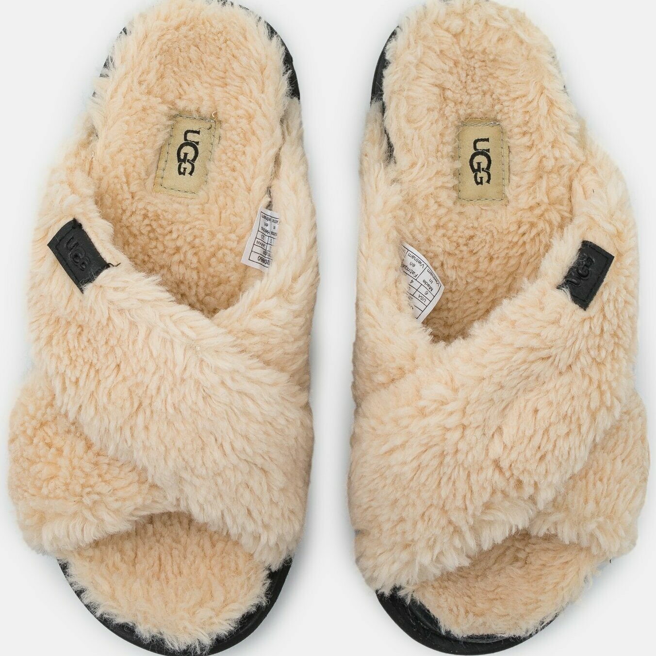 UGG Fuzz sugar cross slide Natural/ musta