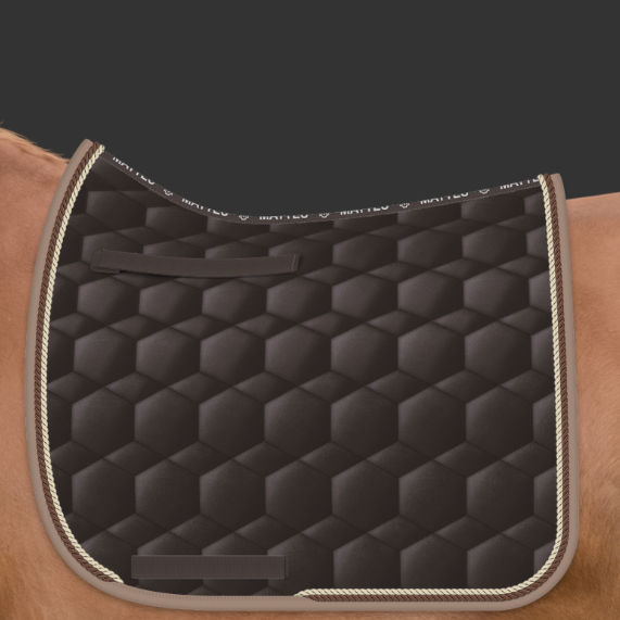 Mattes Sheen Square satulahuopa kahdella nyörillä Ruskea + nyöri ruskea/champagne