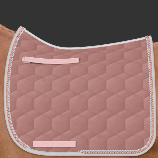 Mattes Velvet Square satulahuopa kahdella nyörillä Misty Rose + nyörit Bonbon/Goeland