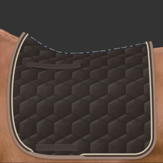 Mattes Velvet Square satulahuopa kahdella nyörillä Ruskea + nyörit Vanille/Champagne