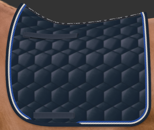 Mattes Sheen Square satulahuopa kahdella nyörillä Navy + nyörit Perle/Royal Blue