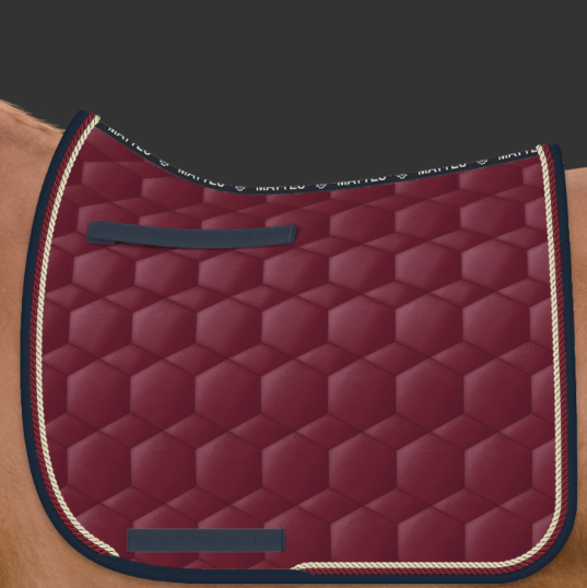 Mattes Sheen Square satulahuopa kahdella nyörillä Burgundy/Navy + nyörit Burgundy/Champagne