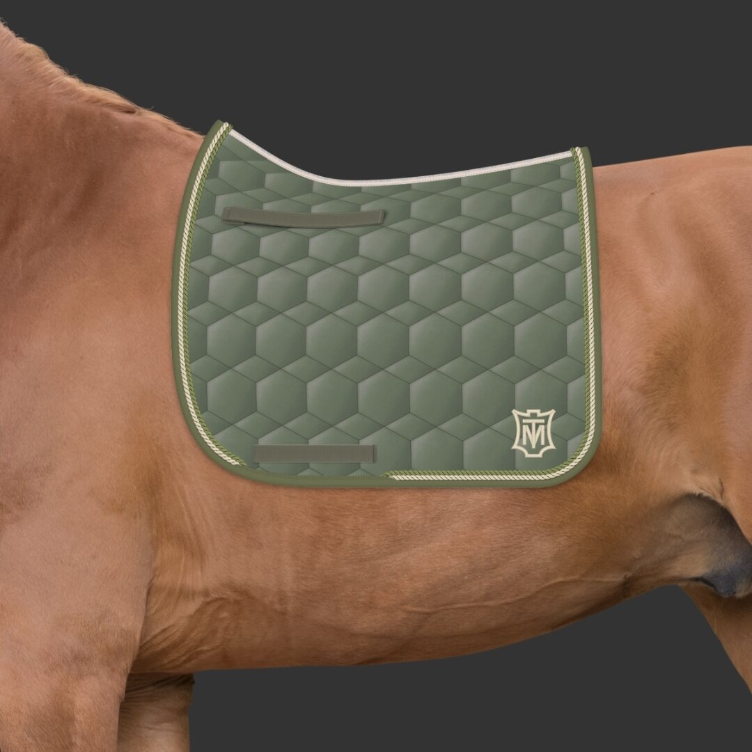 Mattes Sheen Square satulahuopa kahdella nyörillä Khaki + nyörit champagne/cypress