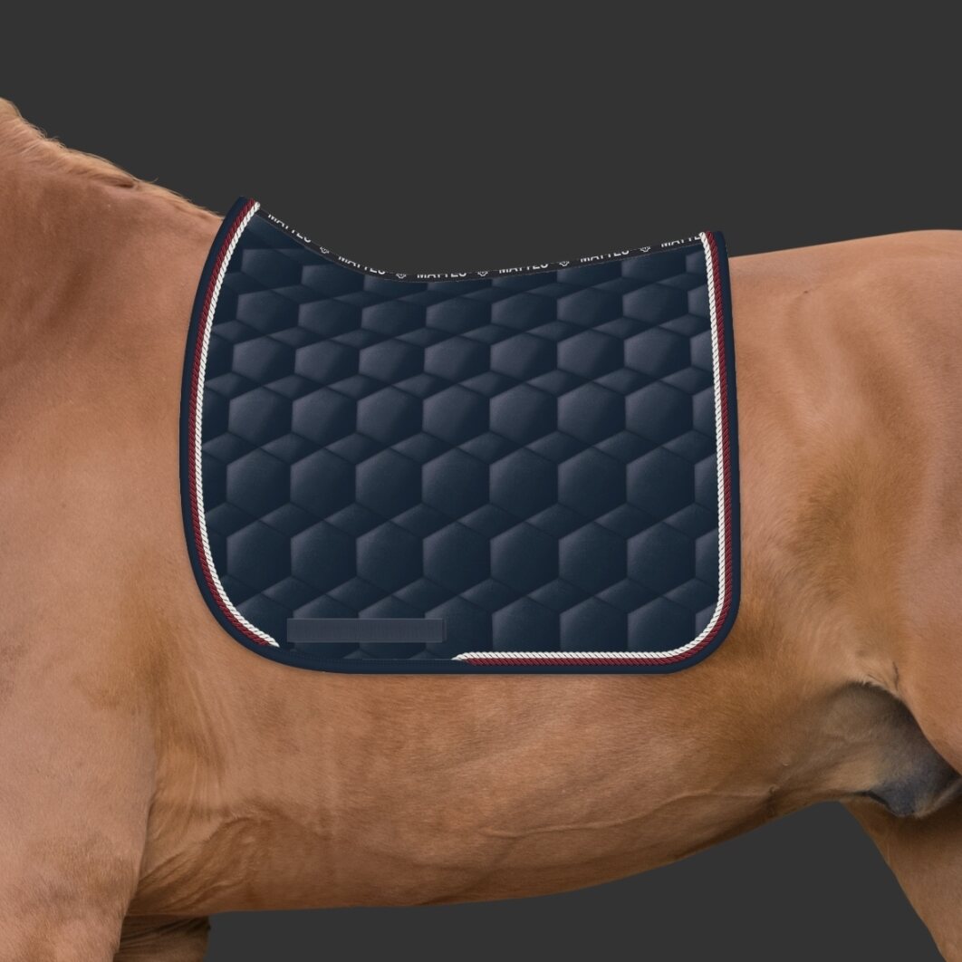 Mattes Sheen Square satulahuopa kahdella nyörillä Navy + nyörit Burgundy/Perle