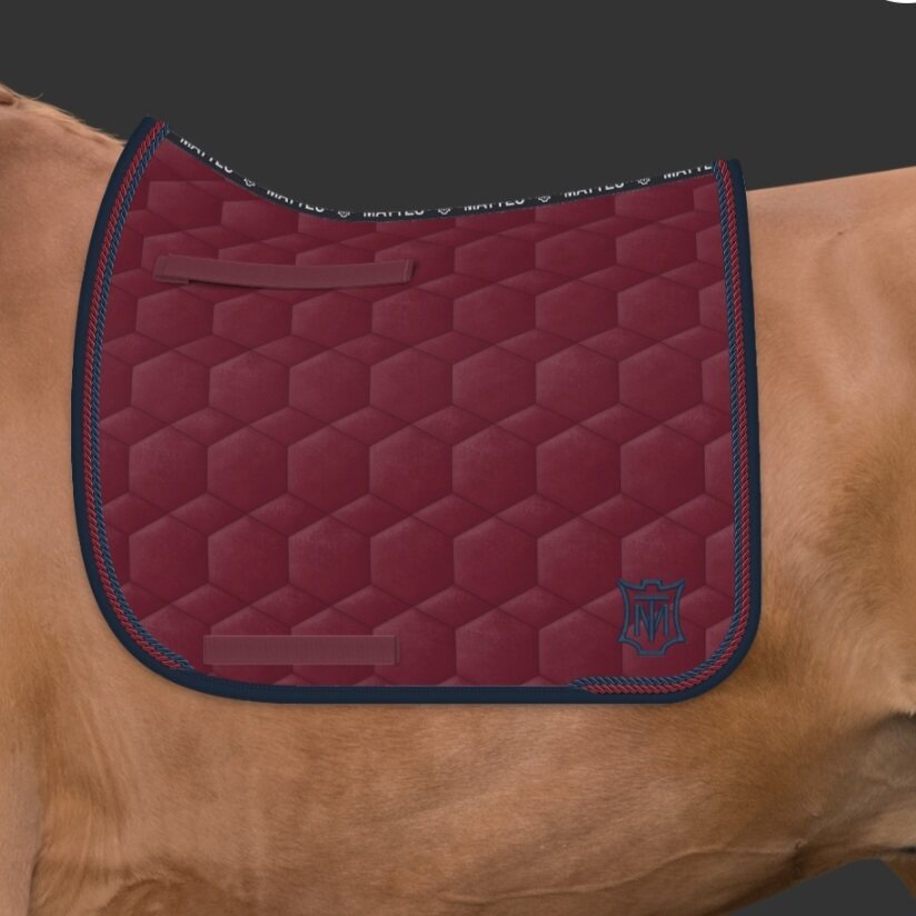 Mattes Velvet Square satulahuopa kahdella nyörillä Burgundy + nyörit burgundy/marine