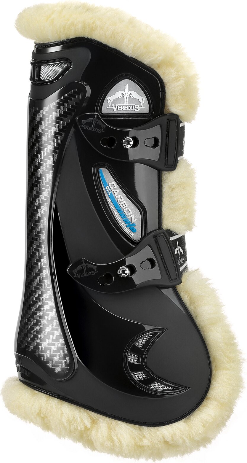 Veredus Save the Sheep Carbon Gel Vento jännesuojat karvalla Musta