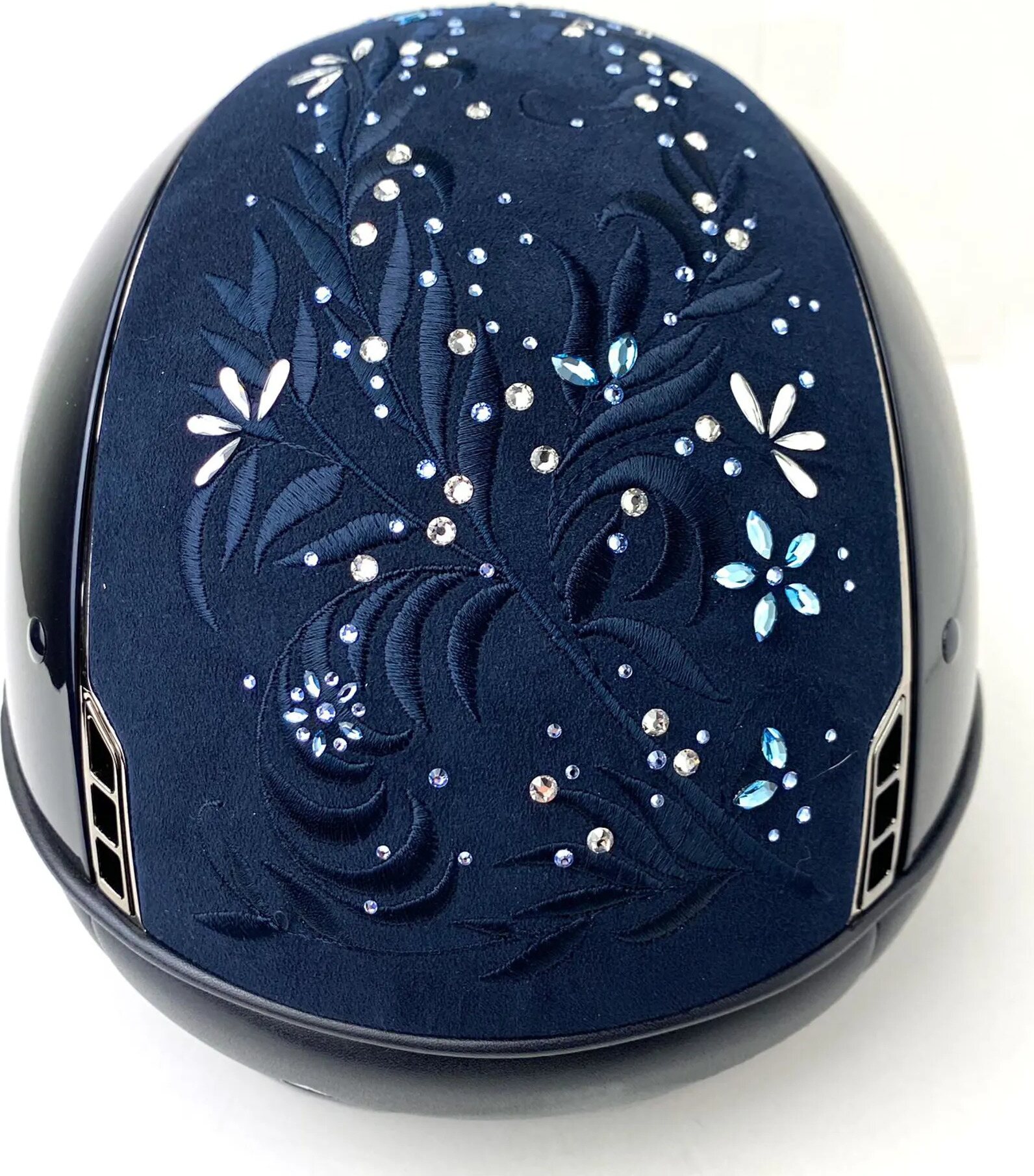 Samshield Miss Shield 1.0 Custom Flower Swarovski Jewelry ratsastuskypärä Navy