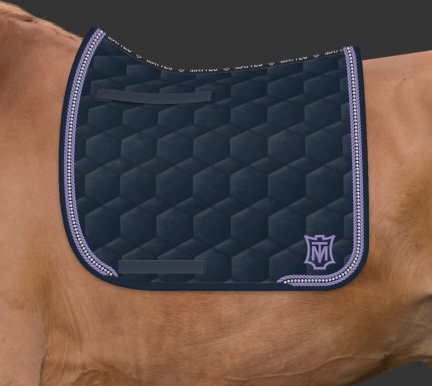 Mattes Velvet Square satulahuopa timanteilla Navy/Lila