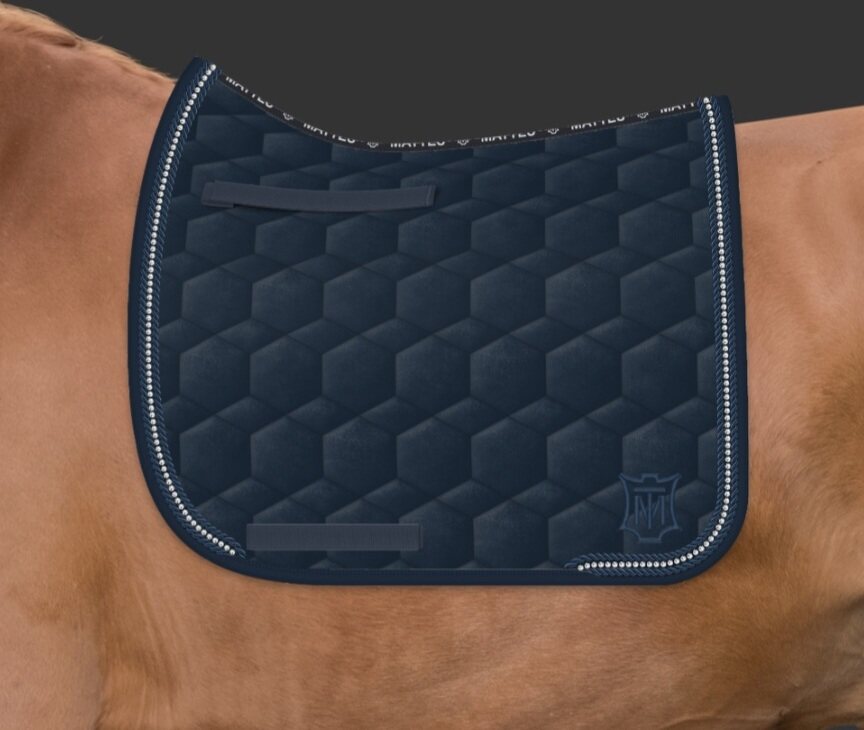 Mattes Velvet Square satulahuopa timanteilla Navy/Navy